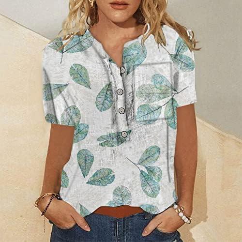 Жени Плус Големина Блузи 2023 Копче Надолу Мода Обични Кошули Со Кратки Ракави Блуза