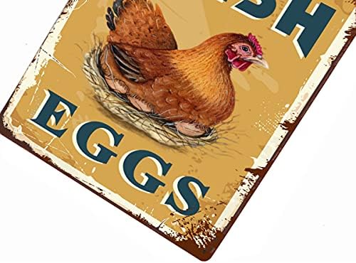 Фарм свежи јајца лимени знаци - гроздобер земја пилешко кокошка калај знаци дома кујна wallид декор 8x12inch
