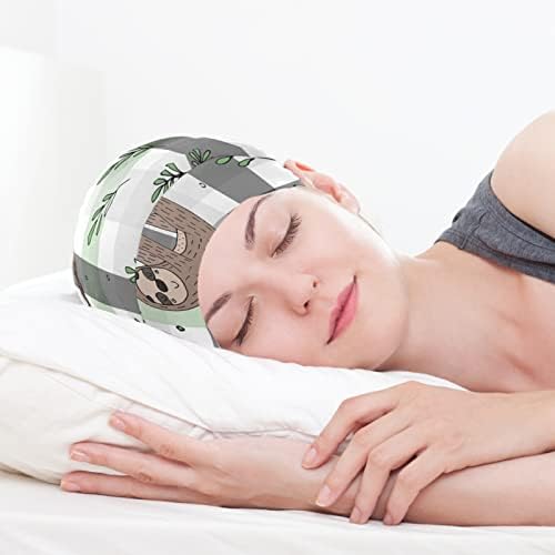Womenените Beanie Hat Skull Worket Cap, цртано дрво мрзливо еластично модерна глава за ноќна ноќ за спиење