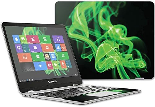 Мојсикинс Кожа компатибилна со Samsung Chromebook Plus 12.3 (2017 - Зелен пламен | Заштитен, траен и уникатен винил обвивка за винил