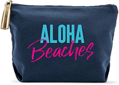 Свадба Ѕвезда Голема Персонализирана Платнена Торба За Шминка-Плажи Алоха Темносина