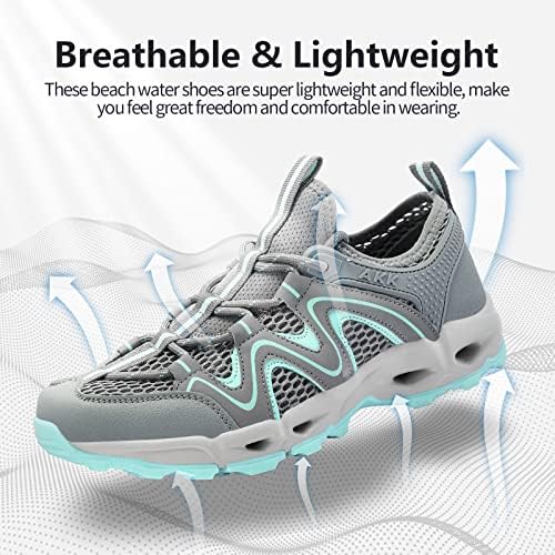 АКК женски чевли за пешачење со вода - повеќенаменски брзи суви патики не лизгаат и лесни и дише за спортско спортско патување