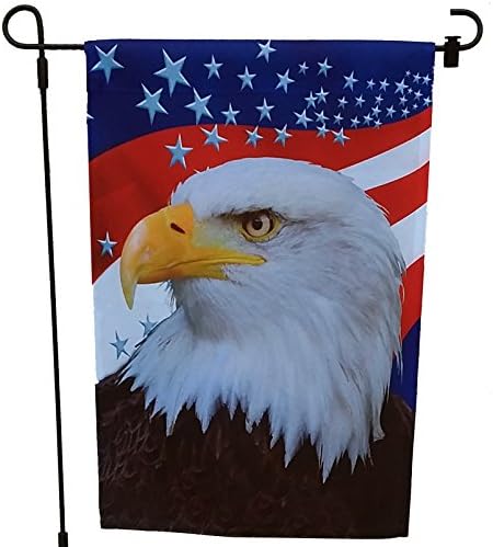 Патриотско знаме на Денот на независноста - Големо 28 x 40, црвени, бели сини starsвезди, орел, 4 јули, САД, градинарски украси,