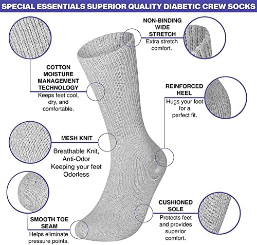 Дијабетични чорапи Дополнителни широки лекари во стилот на екипажот одобрени циркулаторни чорапи 3-12 пара