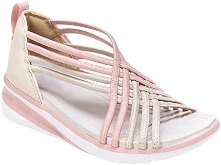 Летни сандали за жени со цврста боја на вкрстена боја со низок врвен риба чевли за уста дами обичен клин сандала