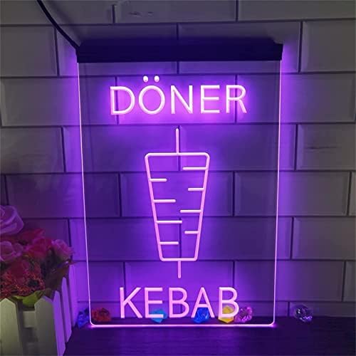Dvtel Kebab Shopneon Знак Led Моделирање Светло Прозрачни Букви Табла Акрилни Панел Неонски Декоративни Светлина, 30x40cm Хотел Ресторан Бар