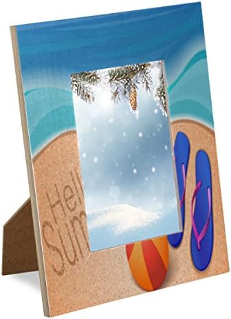Најдобри летни празници Sea Starfish Slight Plach Beach （16） 4x6 Слика Рамка од дрво Фото дисплеј без мат фото рамки за декор на таблети