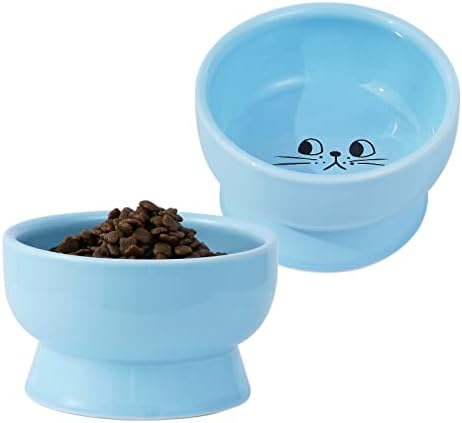 Кренато јадење со керамички мачки, покачени чинии за мачки без излевање, садови за храна за дома