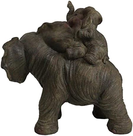 Еброс Мал диви животни слон татко и 2 телиња на статуција за играње на свињи 5.25 високи смола сафари слонови Семејни фигурини скулптури
