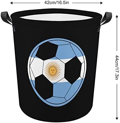 Аргентинското знаме Фудбалска корпа за перење на перална водоотпорна торба за складирање на корпи со рачка 16,5 x 16,5 x 17