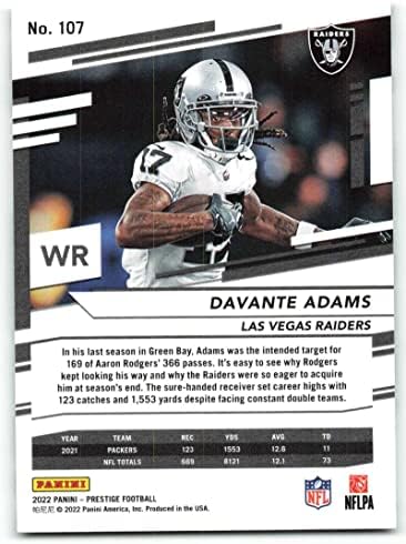 2022 Panini Prestige 107 Davante Adams Las Vegas Raiders NFL Football Trading Card