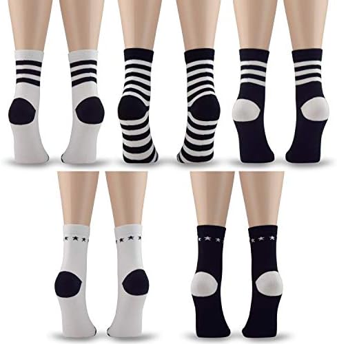 Чорапи расположение 5 Пара Женски Памучни Чорапи На Екипажот Шари Со Ленти Избрани Бои