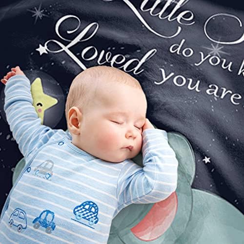 Паво бебе ќебе трепкање мало starвезда Бебе слон, супер меко руно морнарица ќебе подароци за новородено момче и девојче - 30 x 40