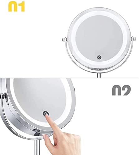 Прекинувач за затемнување на допир на допир за шминка, двојни страни огледала батерија 1x 5x зголемувачки ротирачки огледала