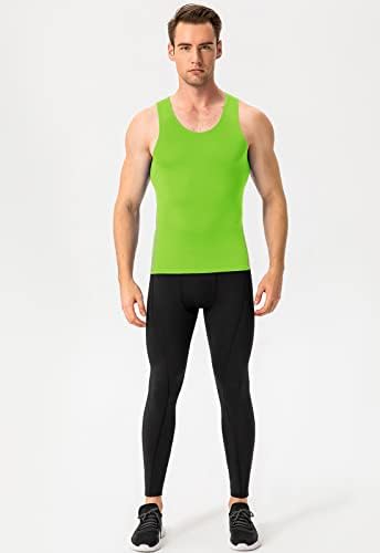1/3 пакуваат кошули за атлетски компресии за мажи, резервоар за суво вклопување спортска маица за теретана за теретана без ракави без ракави