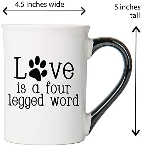 Cottageубов Cottage Creek е четири нозе со зборови куче Керамичко куче кафе, 16oz, кучиња мама тато кучиња loversубовници подароци