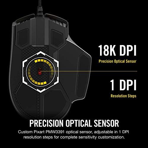 Corsair Glaive Pro - RGB Gaming глушец - удобно и ергономски - заменливи зафати - 18,000 DPI оптички сензор - црна