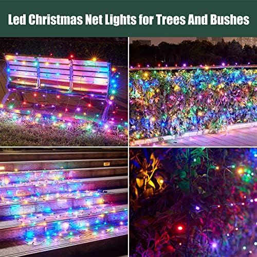 DEPMEM LED Божиќни мрежни светла Надворешни Божиќни украси 120 LED 6FTX4FT CONNECTABLE WATERPTOOF MESH NET LITHS за дрвја грмушки свадба