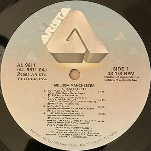 Мелиса Манчестер - најголеми хитови - Гроздобер Винил ЛП 1983 Ариста ал -9611 НМ/НМ