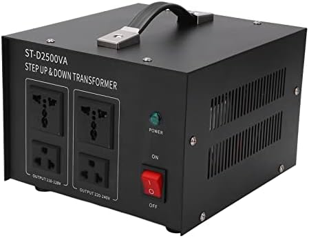 Tgoon Converter Power, преносен 110-120V 220-240V Заштита за преоптоварување на влез 4 излезни приклучоци AC напонски трансформатор 2500W за патување
