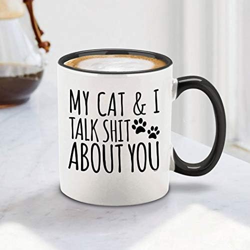 Shop4ever® мојата мачка и зборувам за тебе црна рачка со керамичко кафе за кафе
