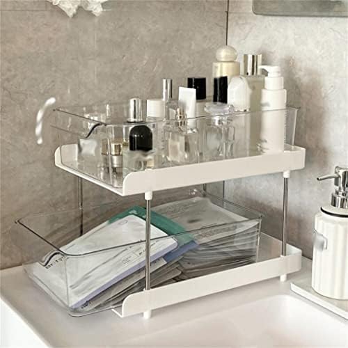 ZLXDP фиока кутија за складирање производи за нега на кожата, двојно слојно полица за бања Проблем со полица за миење садови за