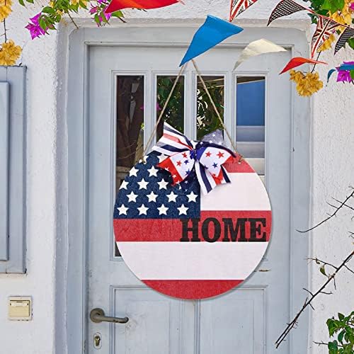 4 -ти јули Добредојдовте знак за Денот на независноста на влезната врата Декор венец Национален ден Домашна атмосфера Распоред на американско