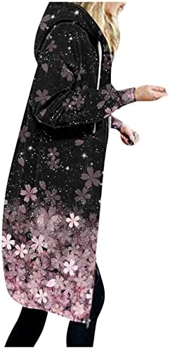Cokuera долги кардигани за жени мода есен каузален кардигански палта лабава долга ракав цврста боја зип -јакни за надворешни работи