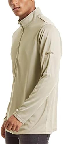 Манкомен машка тактичка кошула со долг ракав 1/2 поштенски пуловер Атлетски кошули кои трчаат џемпери брзо суво