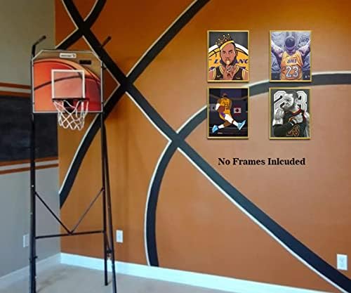 Кинг Леброн Jamesејмс Wallид Уметнички отпечатоци, Лејкерс кошаркарска спортска суперarвезда тема платно постери, спортски инспиративни постери wallидна уметност за маж