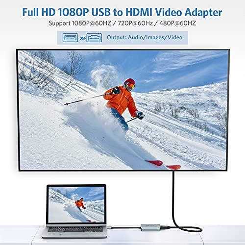 Адаптер за HDMI на AppweWe, 2023 година, надграден алуминиум USB 3.0/2.0 на HDMI аудио видео конвертор за компјутерски лаптоп проектор