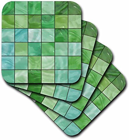 3дроуз Ли Хилер Дизајнира Отпечатоци Од Плочки-Печатење На Пролетно Зелени Аква Стаклени Плочки-комплет од 8 Подлоги за Керамички Плочки