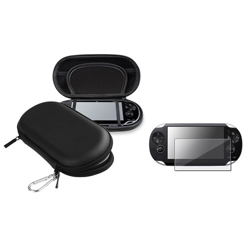 Everydaysource Компатибилен со Sony PlayStation Vita PSV EVA Case, Black + Clear Enter Usable Ection заштитник на екранот