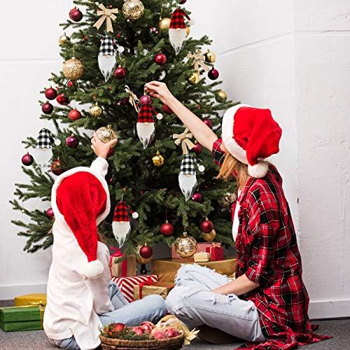 Божиќна биволска карирана гном украси новогодишно дрво виси украс мини кадифен санта елф декорација рачно изработен шведски стил Божиќ што виси