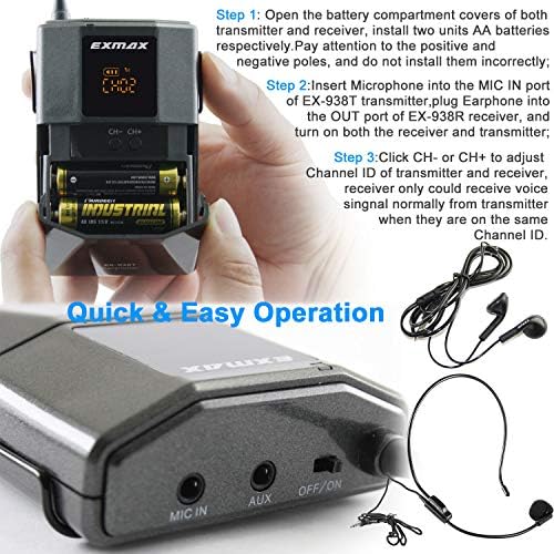 EXMAX EX-938 Безжичен слушалки Микрофон Аудио туристички водич Систем за црковно превод предава патувања истовремено толкување на слухот