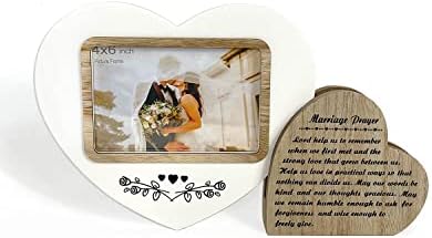 Ylu yni свадбени подароци за двојка, рамка за слика 4x6 во форма на срце, врежана со loveубовен знак, дрвени украси за дома, христијански подароци