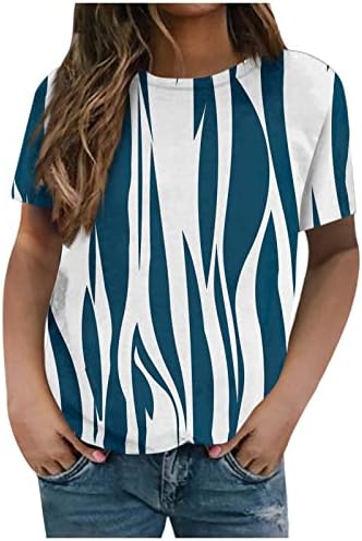 Жените Кријат Стомачни Цветни Печатени Блузи Со Симпатичен Проток Со Кратки Ракави Со Класичен Фустан Со Кружни Врвови На Вратот