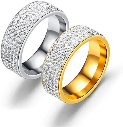Колезо 8мм CZ прстен за жени и мажи Целосен пејв CZ Кристал Персонализиран прстен Прилагодете го прстенот врежан прстен-69386