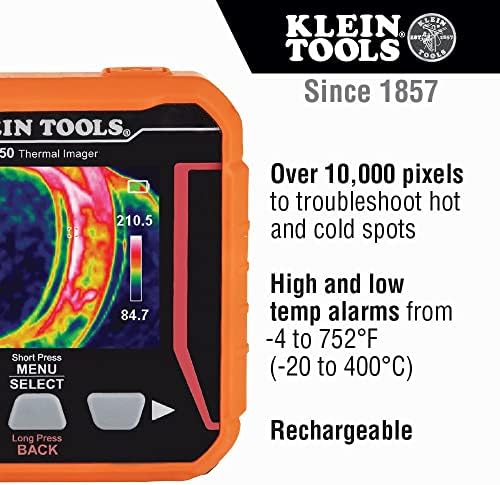 Klein Tools Ti250 Термички сликар за полнење и ET140 Мерач на влага без пин за не-деструктивно откривање на влага во сув wallид, дрво и asonидање;