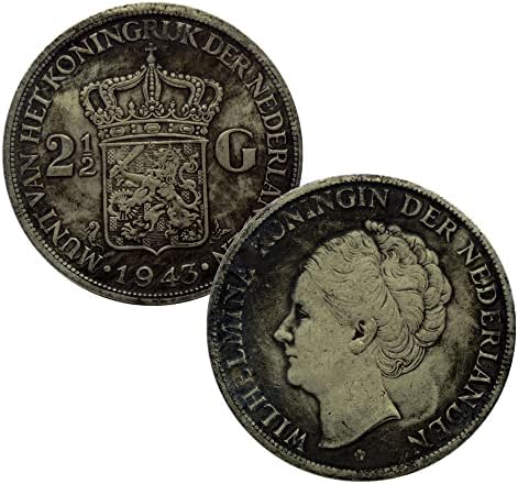 1943 Европска Холандска Кралица Сребрена Рунда Вилијам Сребрен Долар Океан Лонгјанг Сребрена Монета Античка Монета Бакарна Сребрена Монета