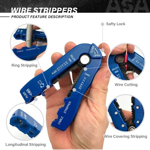 Алатки за алатки ASA CSB жица и секач, повеќекратна алатка за соблекување на жицата со тешки страни за соблекување на жицата, сечење