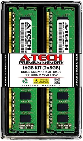 A-Tech Server 16 GB комплет 2RX8 PC3L-10600E DDR3 1333MHz ECC ECC Невиден UDIMM 240-PIN DUAL RANK DIMM 1.35V работна станица меморија