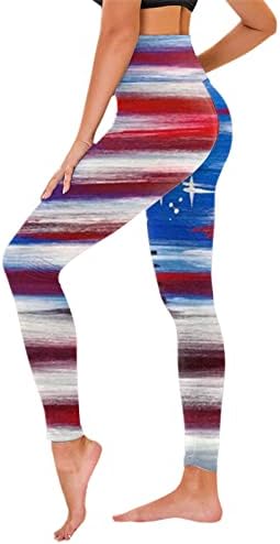 Американско знаме патриотски нозе женски стомак контрола на стомакот во САД, лента со панталони со starвездени панталони, затегнување