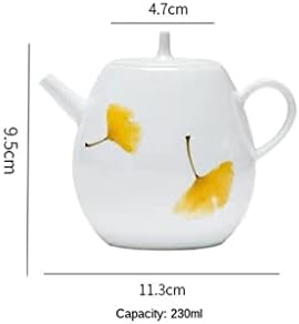 Liuzh 230ml бел порцелански чајник единечен тенџере жолт gingko уметнички керамички чајник со цедилки кунг фу -чајник