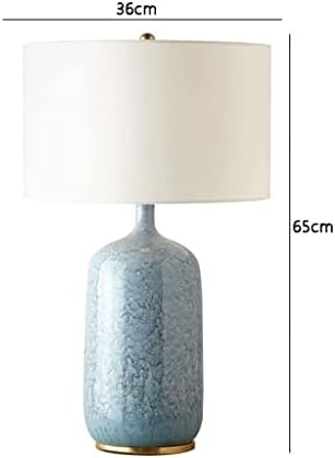 Светилка во кревет Knoxc, модерна табела за ламба 25,5 висока керамичка ламба во кревет со ленена сенка за дневна соба за дневна соба за ноќна