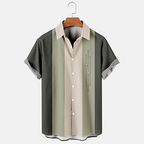 Гроздобер кошули за мажи случајни копче надолу во куглање кошули 50 -ти рокобили стил краток ракав редовно вклопување хавајски кошули