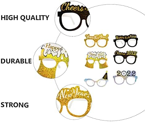 Pretyzoom 6pcs Среќна нова година за очила за очила смешни 2022 очила за сонце за новогодишни додатоци за костуми Нова Година на пролетни фестивали