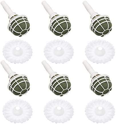 Zreneyfex 6 PCS Флорална пена Букет држач со 6 парчиња ткаенина од бела чипка за вештачки цвеќиња за свадбени цветни аранжмани за градинарство
