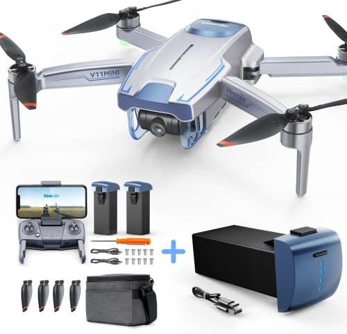 【Заштедете 83,99 $】 Veeniix v11mini беспилотни летала со камера за возрасни 4K под 249g, лесен преклопен почетник Quadcopter + Veeniix Замена на батеријата за дрон за V11Mini, 7,6V 2100mAh батери?
