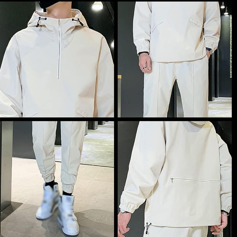 N/A Men's Solid Sets Casual Sportswear Cuit пролетен есенски мажи улична облека патент худи+костум за панталони